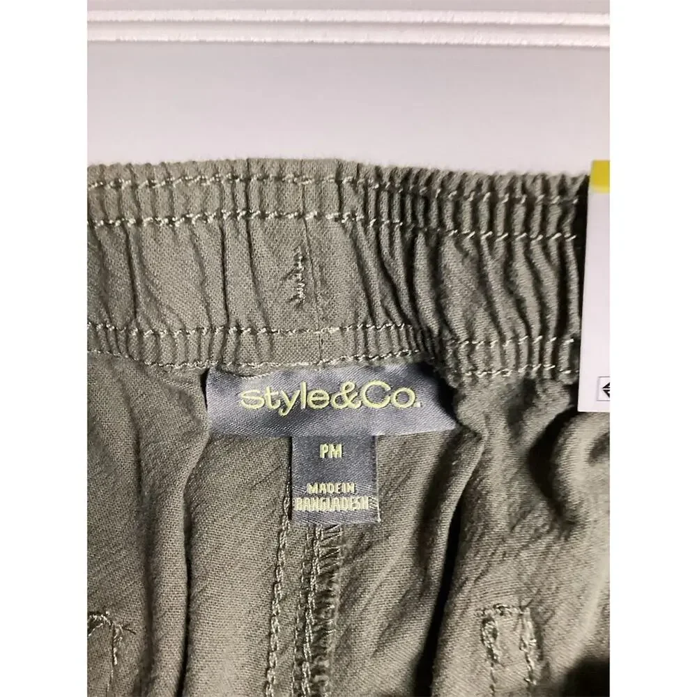 Style & Co Women's PM Green Drawstring Capri Pants Casual‎ Summer